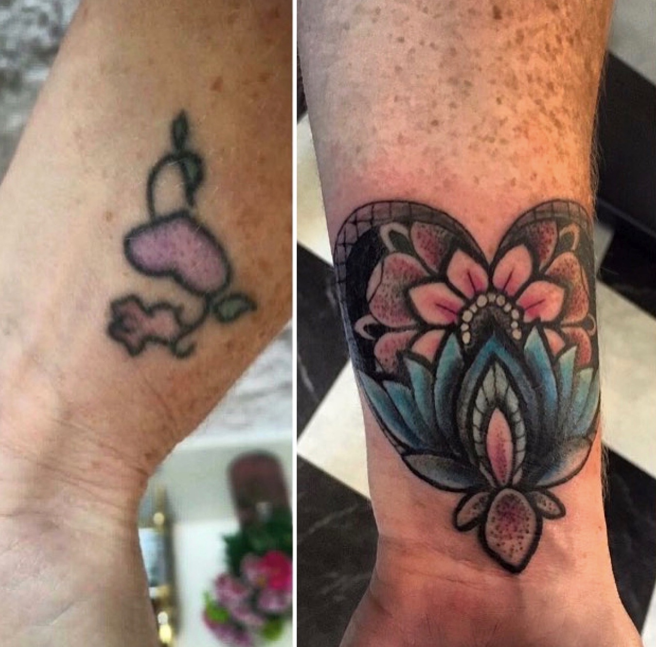 Lotus flower coverup tattoo Sharp Art Studios